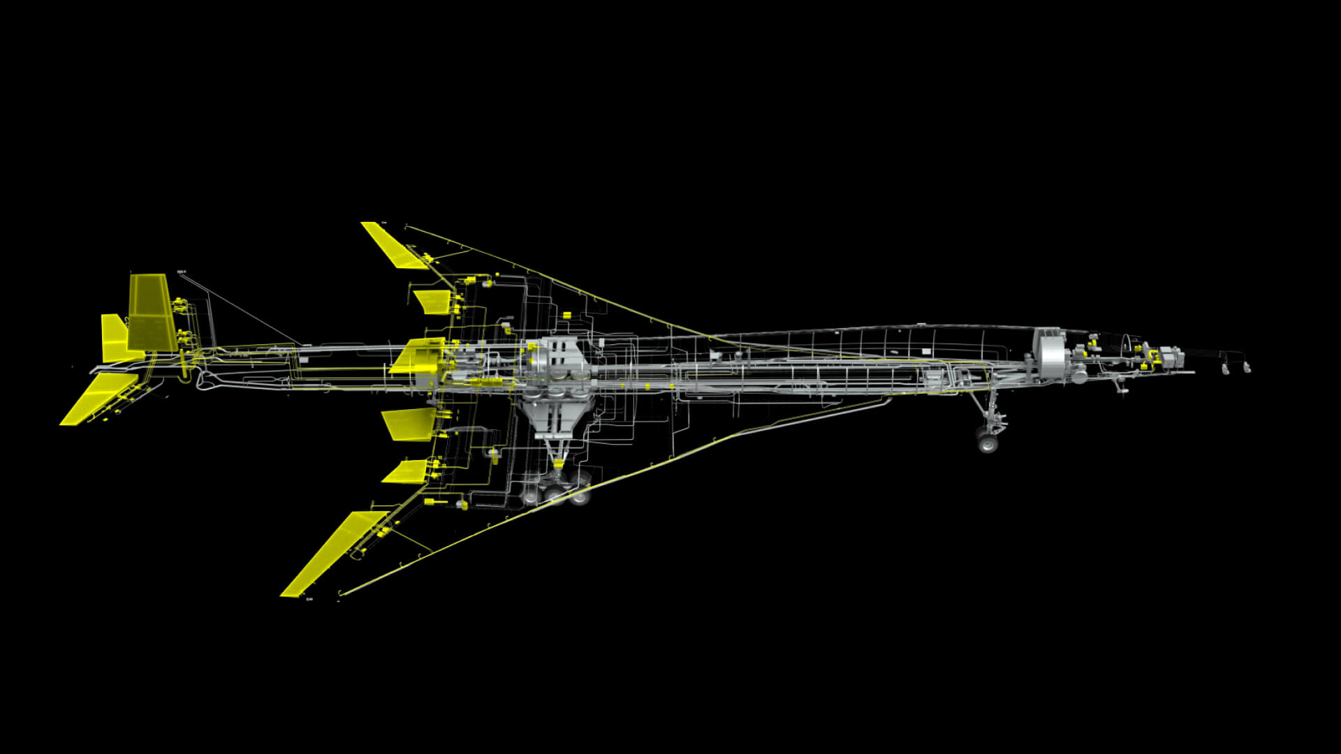 a schematic image of the Overtures flight controls & hydraulics